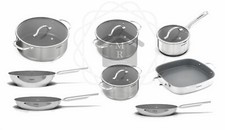 BATTERIA PENTOLE 1 2 Pz. ACCIAIO INOX  ANTIADERENTE CERAMICA NATURALE NEW ERA
