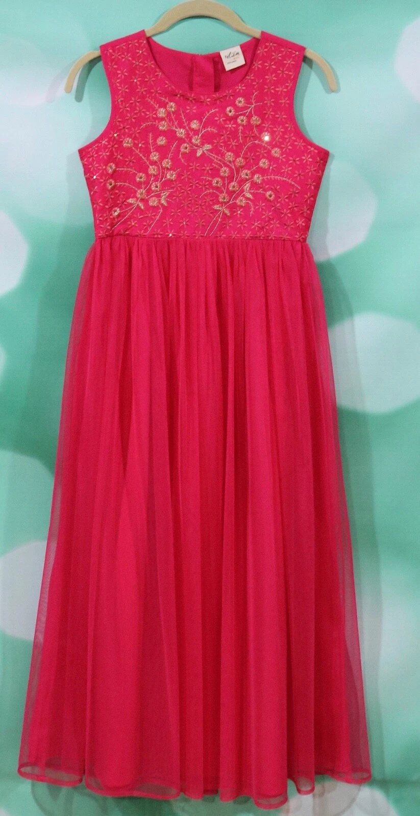 EUC UTSA KIDS Girls Pink Embroidered Floral Special Occasion Dress Size 13/14