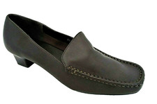 M & S FOOTGLOVE BROWN LEATHER HEELS LADIES COURT SHOES WOMANS UK 6.5 - EUR 40