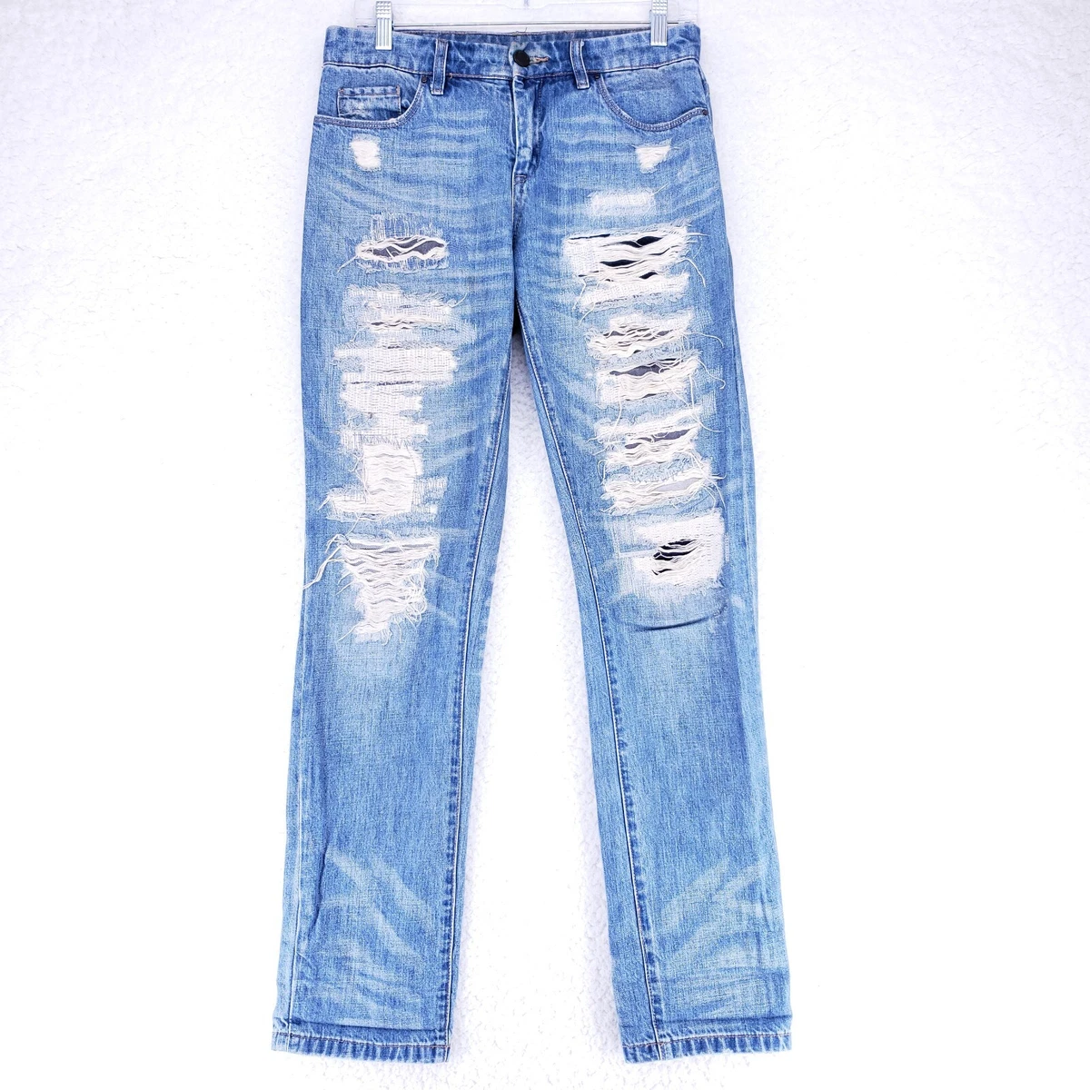 Blank NYC Ripped Jeans Women Size 27 Sky Blue Straight Leg Jeans Style