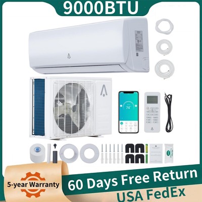 9000BTU Mini Split AC Work Air Conditioner Heat Pump 16.4ft Installation Kits