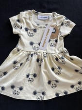 Mini Rodini NWT Ivory/Black Panda Bear Organic Cotton Knit Dress-4-9Mos 68-74 