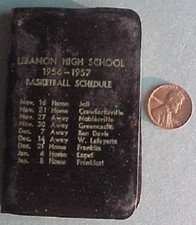 1956-57 Lebanon Indiana High School basketball schedule booklet Lapel Frankfort-