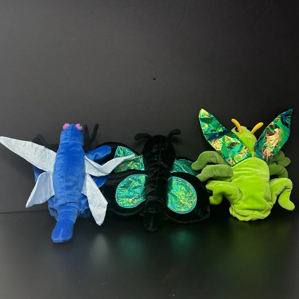 Caltoy Flying Insect Bug Hand Puppets Dragonfly Butterfly Grasshopper Lot of 3 - Image 2 of 4