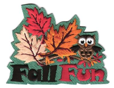Boy Girl Cub FALL FUN Event Festival Patches Crest Badge SCOUTS GUIDE leaf owl