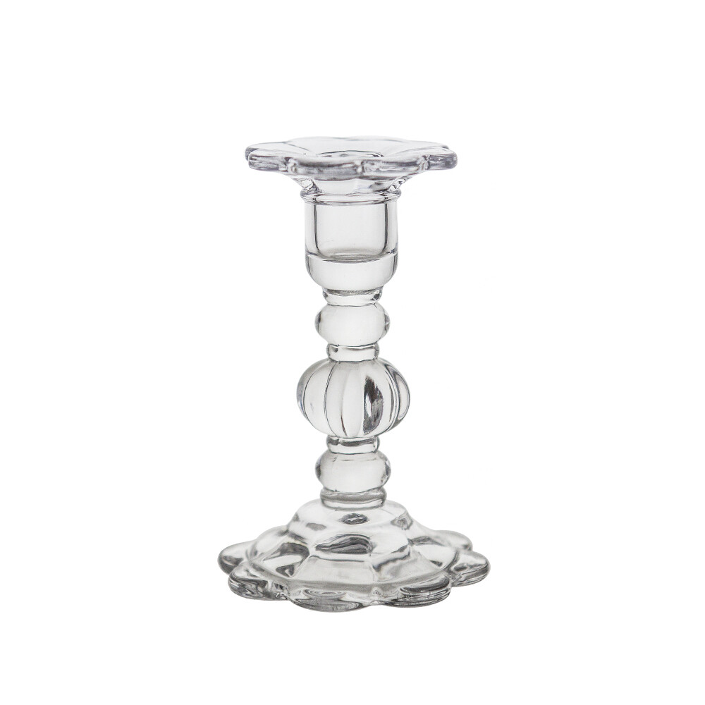 Mega Candles - 5.5" Taper Glass Candle Holder - Clear, 6PCS