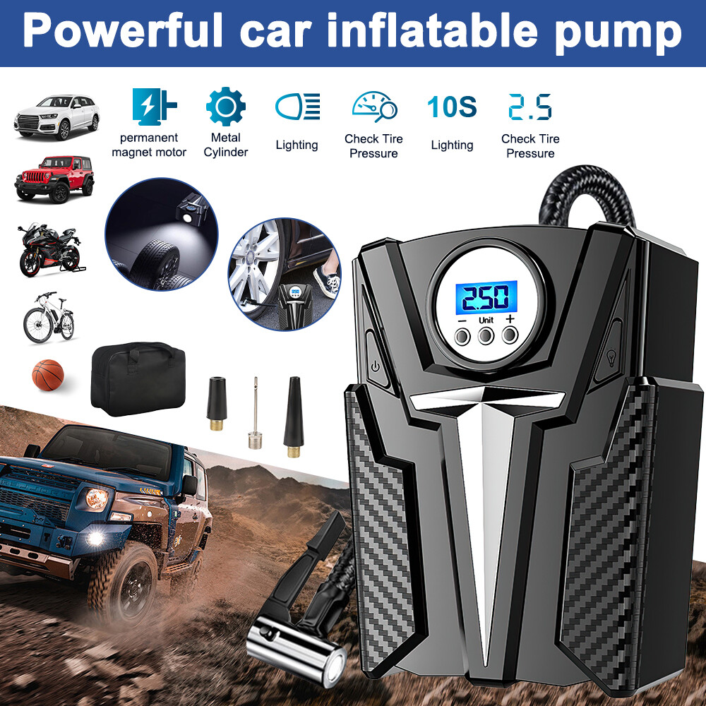 Digital Air Compressor for Car Auto Pump Portable Tire Inflator with LED Light