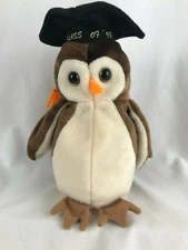 1998 TY Beanie Babies "Wise" Owl Graduate Original PE Pellets Red Stamp 