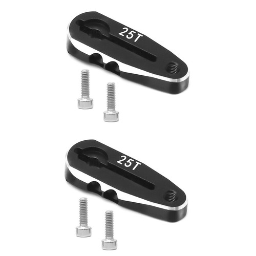 Lot De 2 Bras De Servomoteur 25T En Aluminium Pour Voiture RC 1/10 - Filetage M3 - Compatible Futaba - Noir