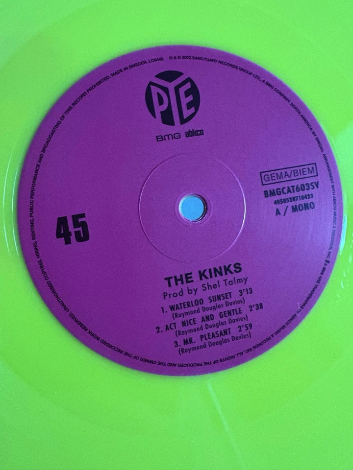 THE KINKS - Waterloo Sunset Yellow VINYL EP RSD 2022 BMG Exc Cond! MC1 - Image 2 of 3