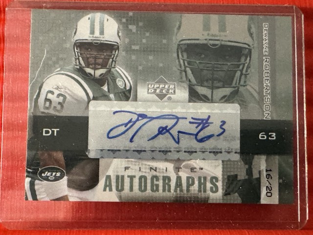 2003 Upper Deck Finite Autographs DeWayne Robertson FA-DR Jets 16/20