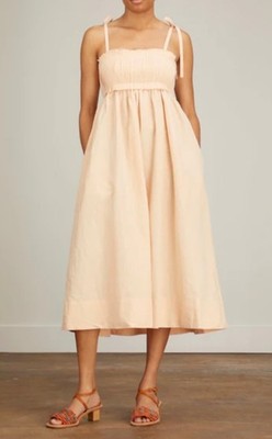Ulla Johnson Laetitia Tie Strap Cotton & Linen Blend Midi Dress size 6
