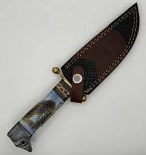 BLUE BONE FIXED BLADE BOWIE HUNTING KNIFE 10”
