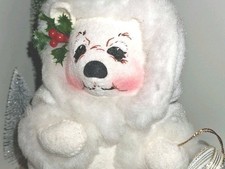 ANNALEE 8" NEW Christmas Lights Bear White Handcrafted Holiday Edition 2001