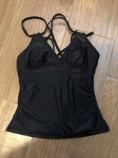 Nwt Cupshe Women's Tankini Top XS Black Swimsuit