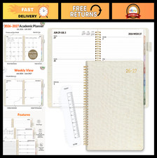 2026-2027 Academic Planner - Weekly  Monthly Calendar, Vegan Leather, 9"x11.2",