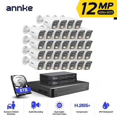 ANNKE 32CH NVR 12MP AI Color Night POE Security IP Camera System Audio Recording