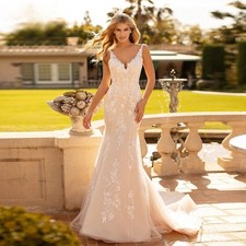 Mermaid Wedding Dresses Sexy Spaghetti Straps Embroidered Organza Bride Gowns