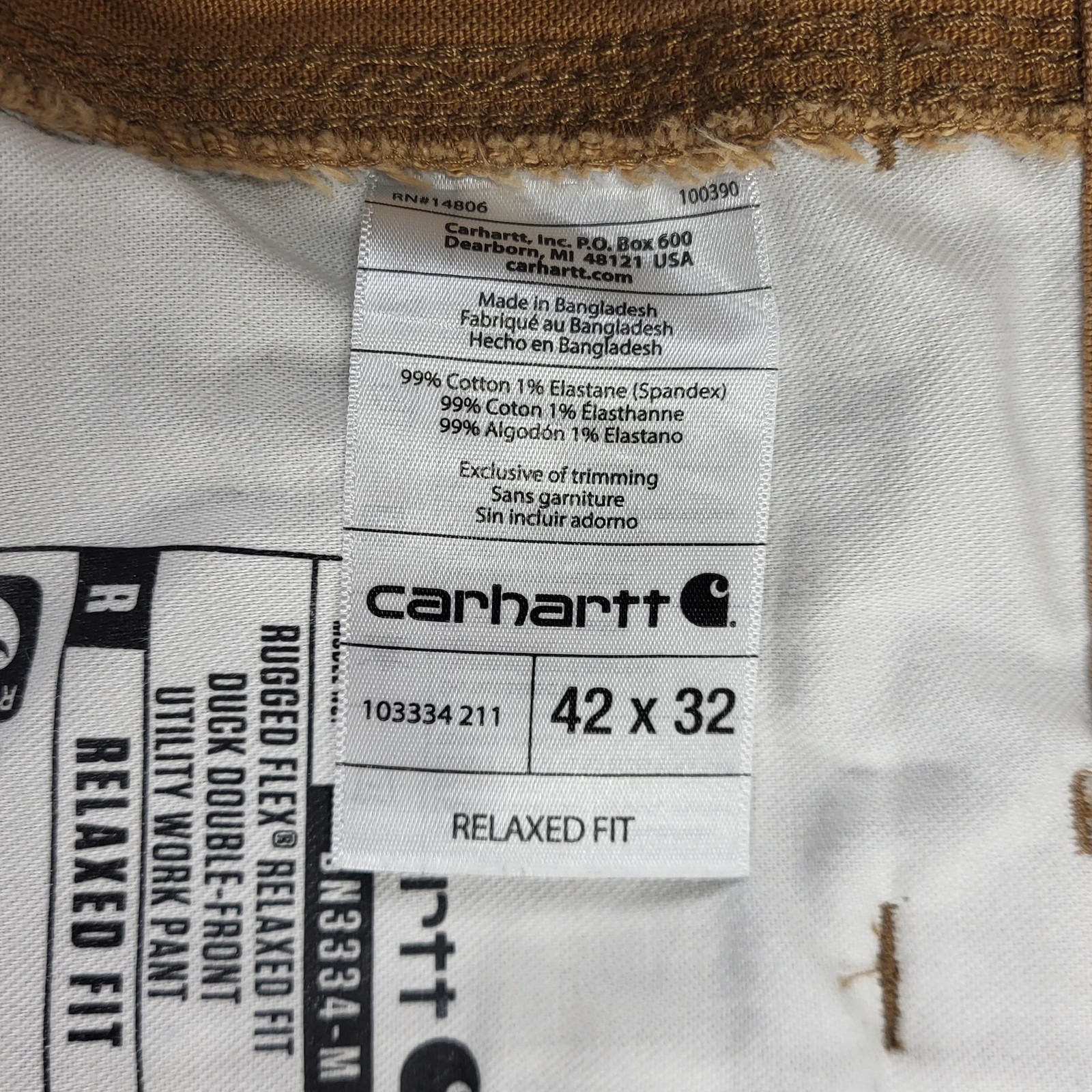 Carhartt Rugged Flex Pants Mens 42x32 Brown Duck Double Front Carpenter Work thumbnail 11