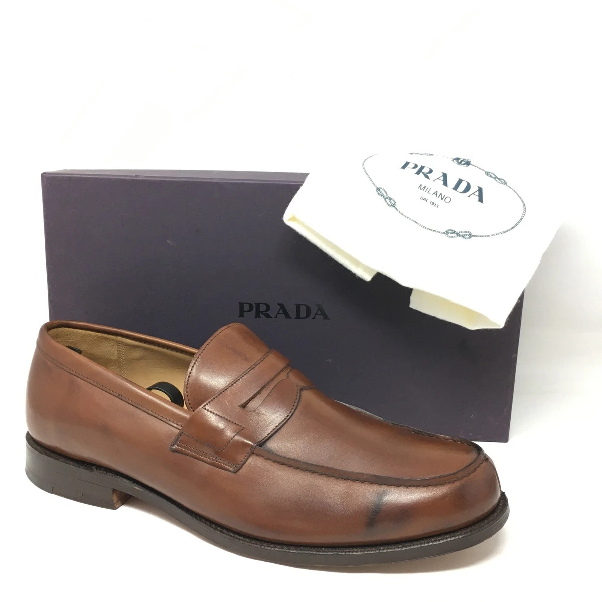 PRADA Leather Upper Brown Dress Shoes for Men for sale | eBay