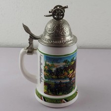 Reservistenkrug Artillerie Bierkrug Zinndeckel mit Kanone Porzellankrug Deko