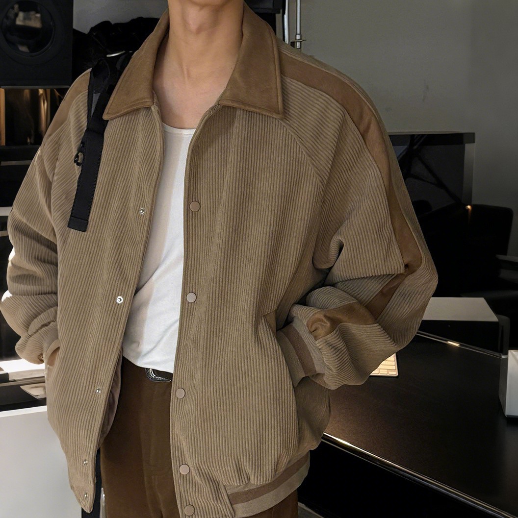 Italian Retro Style Mens Corduroy Lapel Collar Short Coats Jackets Casual Spring
