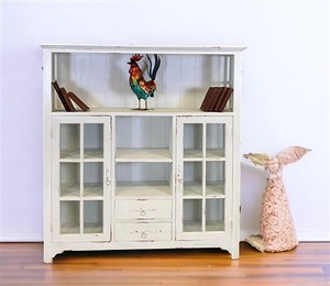 2 Door Bookcase, Display Cabinet, China Cabinet, Kitchen Hutch, Antique White 
