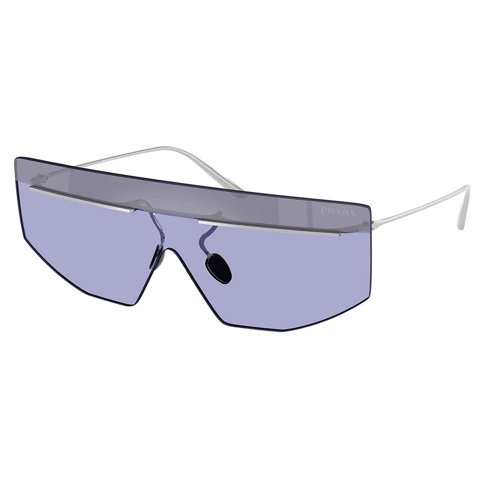 Очки солнцезащитные Prada PR B55S 1BC70P серебристые металлические защитные с фиолетовыми линзами