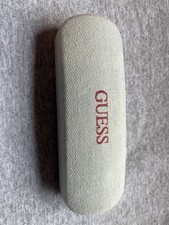 Vtg Guess gray hard eye glass case with Logo