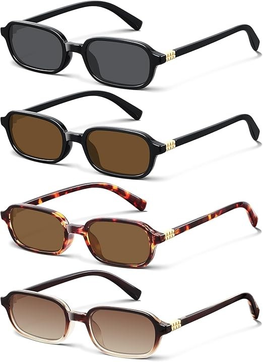 4PACK Retro Rectangular Sunglasses for Women Tren… - image 1