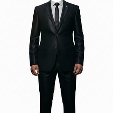 Lot Doni Ricce Black Wool 4PC Suit Set 38R 34W Tuxedo Formal Free Ship