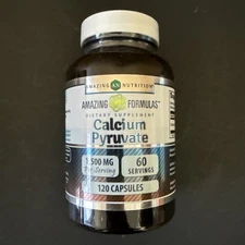 Amazing Formulas CALCIUM PYRUVATE 1500 mg - 120 Caps Each - EXP 6/27