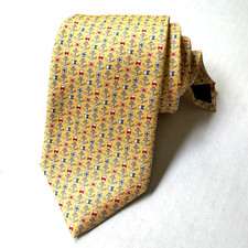 NEW Brooks Brothers Silk Tie USA Made Italian Fabric Yellow Anchors Flags NWT