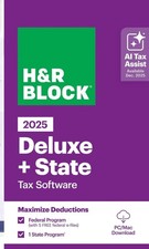 H R Block DELUXE STATE 2025 Tax Software PC/Mac instaII key code 5 free efiles