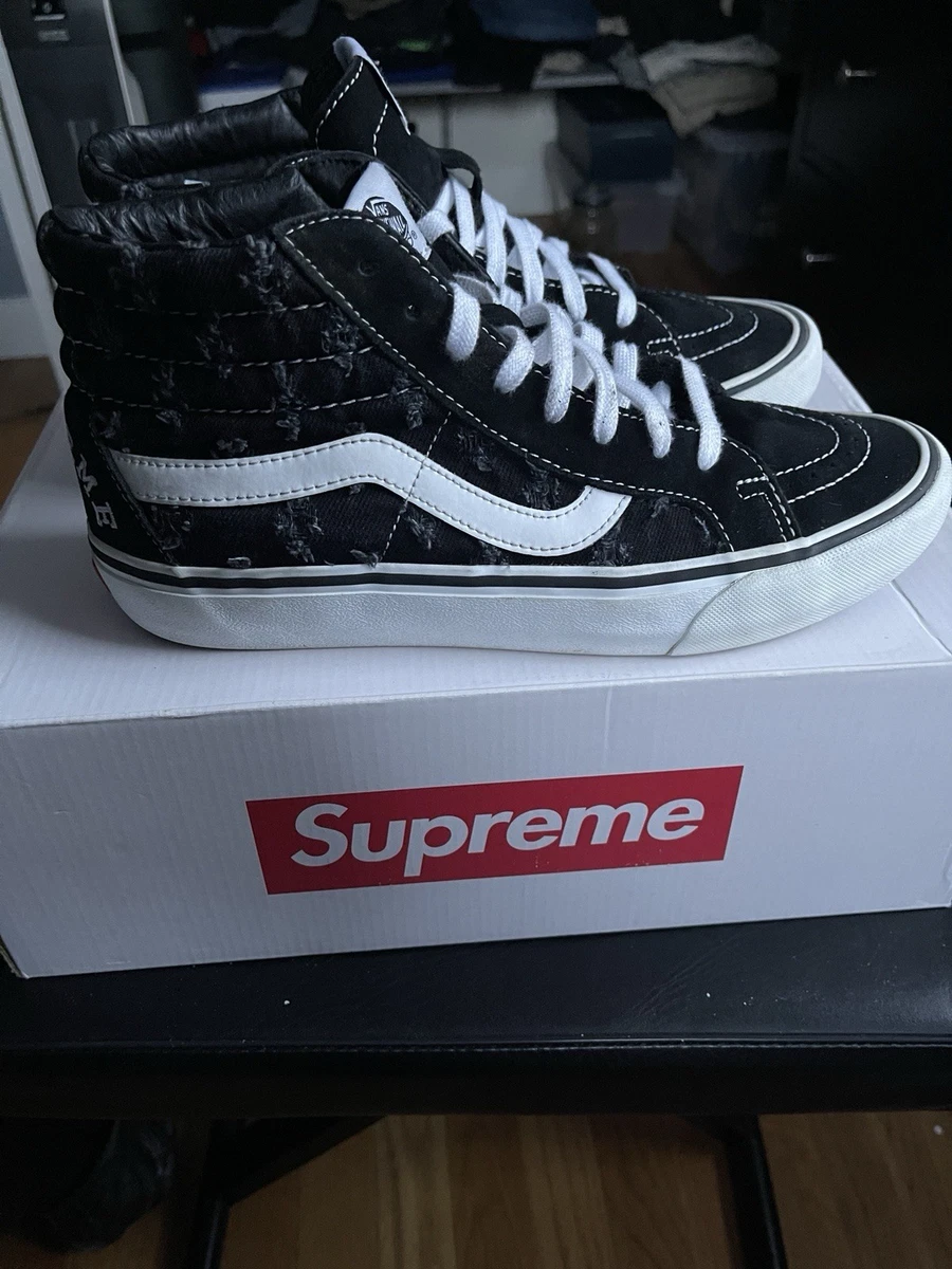 Supreme x Vans Sk8- High Black Hole Punch Denim for sale | eBay