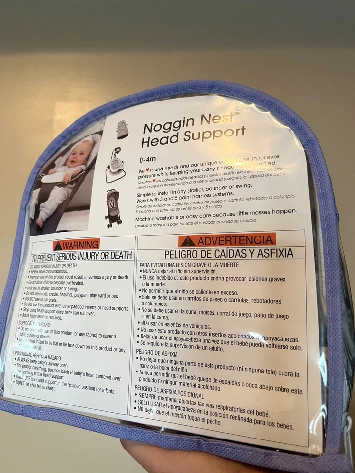 assento de carro bebê apoio de cabeça criança, ninho noggin, funciona com arnês de 3 e 5 pontos - Imagem 2 de 3