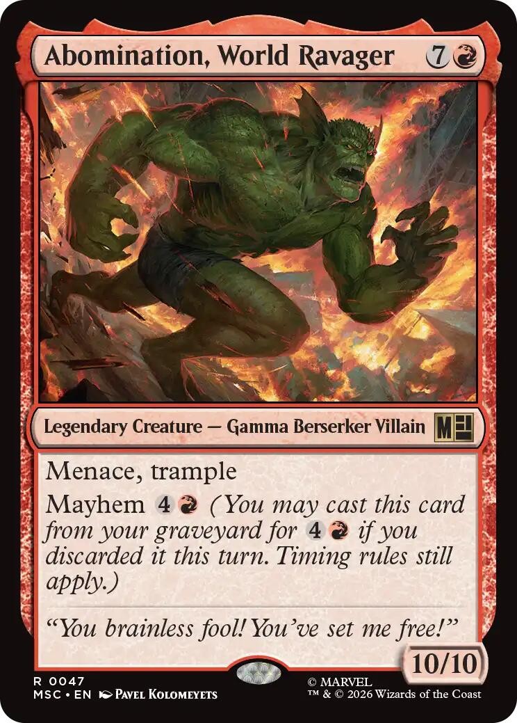 NM - Abomination, World Ravager MSC - 47 Commander: Marvel Super Heroes