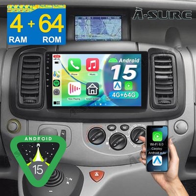 4+64G Carplay Autoradio Für Renault Trafic MK2 OPEL Vivaro A  NAVI GPS Android15