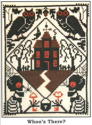 Prairie Schooler WHOO'S THERE? Cross Stitch Card Only Halloween / haunted house