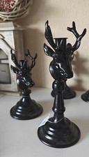 Kerzenständer Schwarz Hirsch Jagd 19 oder 26cm glänzend