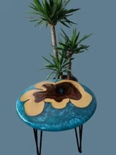 Epoxy Resin Table Tops, Blue Epoxy Table, Handmade Table, Wooden Dining Table,