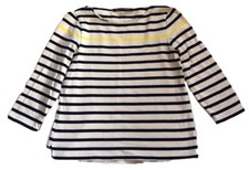 COMPTOIR DES COTONNIERS Shirt Womens XS Navy Off White Stripes And Yellow Stripe