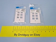 Lot of 2 ICC IC107F06WH Flat Faceplate; 1-Gang; 6-Port; White