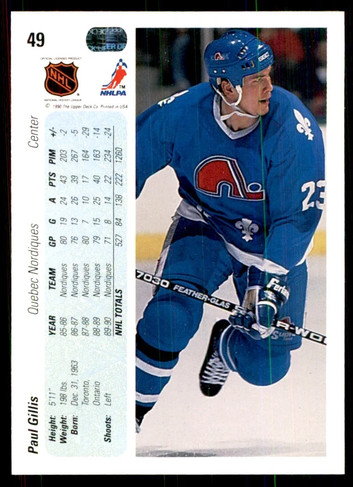 1990-91 Upper Deck Paul Gillis Hockey Cards #49 - Image 2 of 2