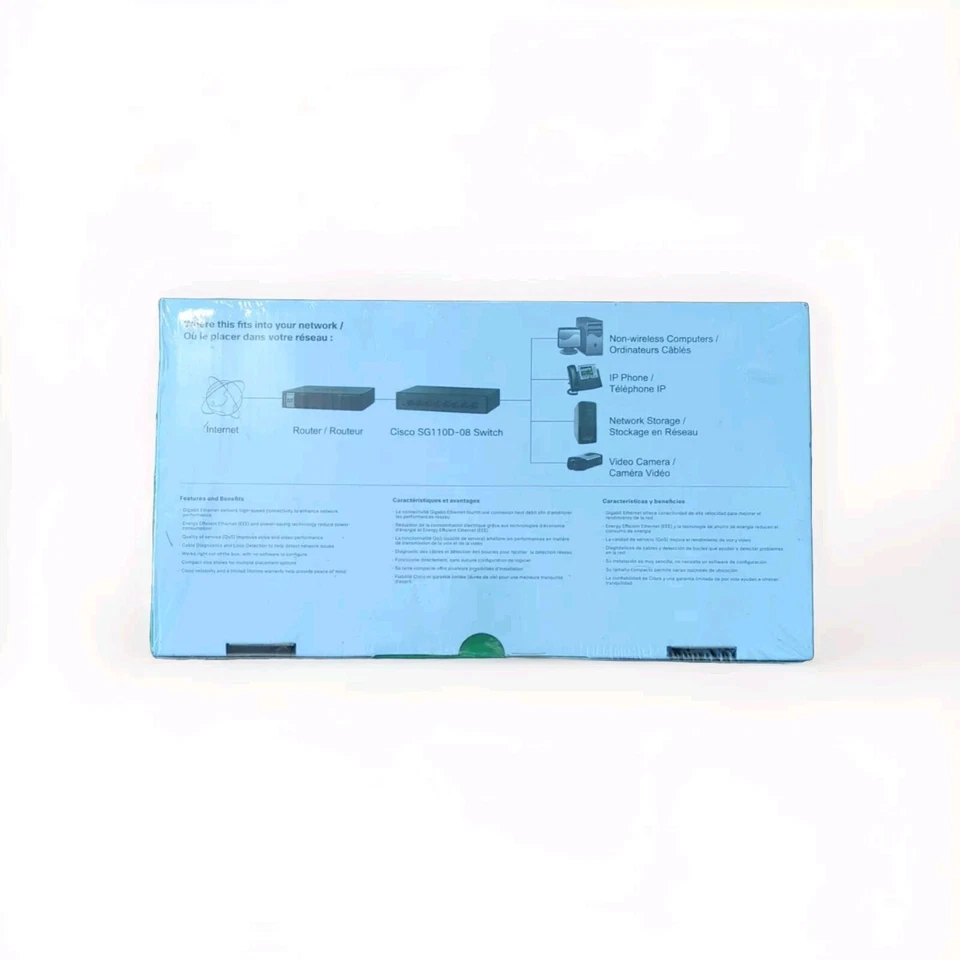 Cisco (SG110D-08) Gigabit 8-Port Desktop Ethernet Switch - New In Box - Image 2 of 4