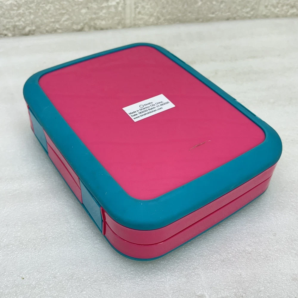 KINSHO Bento Box Pink & Teal Unicorn 5-Portion Sections Removable Tray • VGUC‼