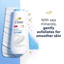 2 PACK Dove Gentle Exfoliating Body Wash - Sea Minerals - 20 fl oz