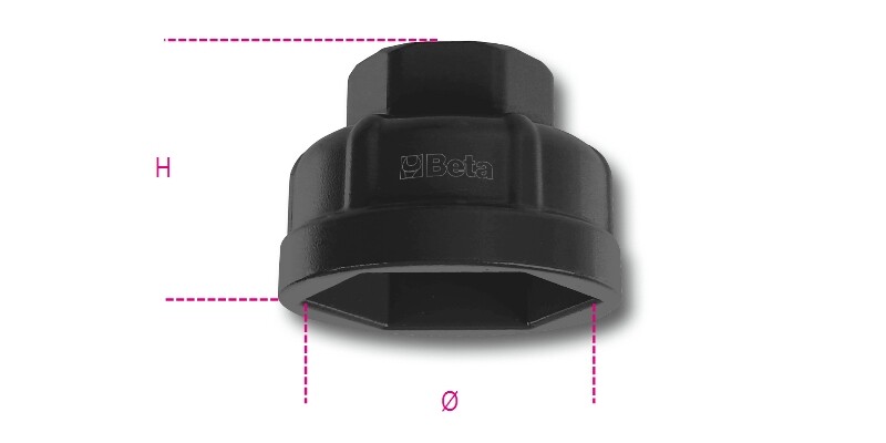 Beta Tools 1493AL/CF 1/2"" Dr Oil Filter Cartridge Hexagon Socket Wrench Ø 38mm