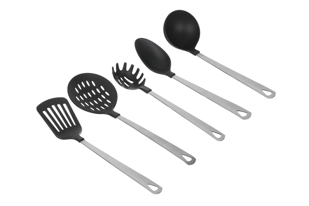 Mainstays Stainless Steel and Nylon Cooking Tool Set, Spoon, Spatula, Ladle