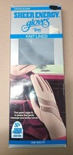 Vintage L'eggs Sheer Energy Knit Lined Stretch Driving Gloves Navy Style 693